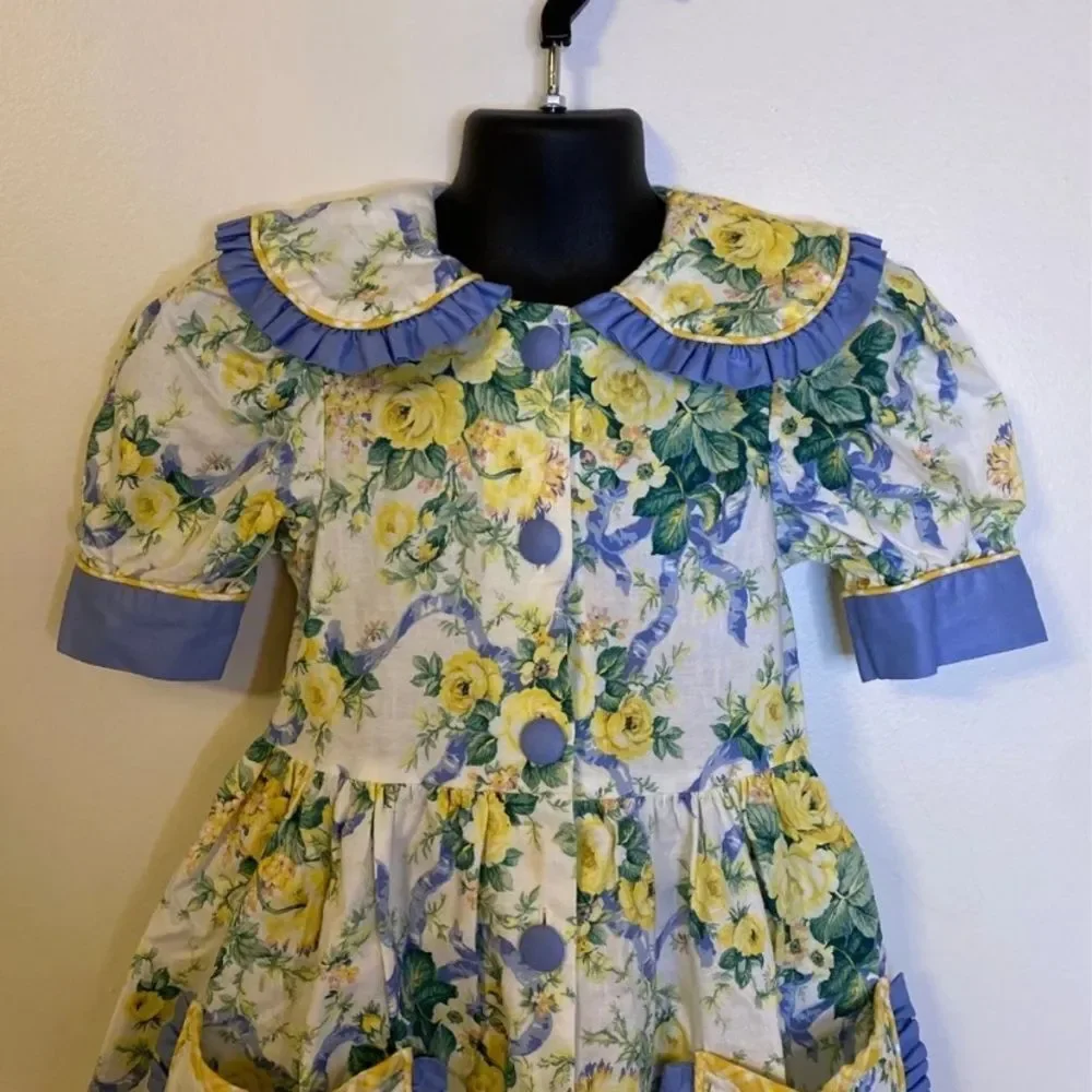 Vintage 1990s Storybook Heirlooms‎ Floral Pocket Tea Party Dress